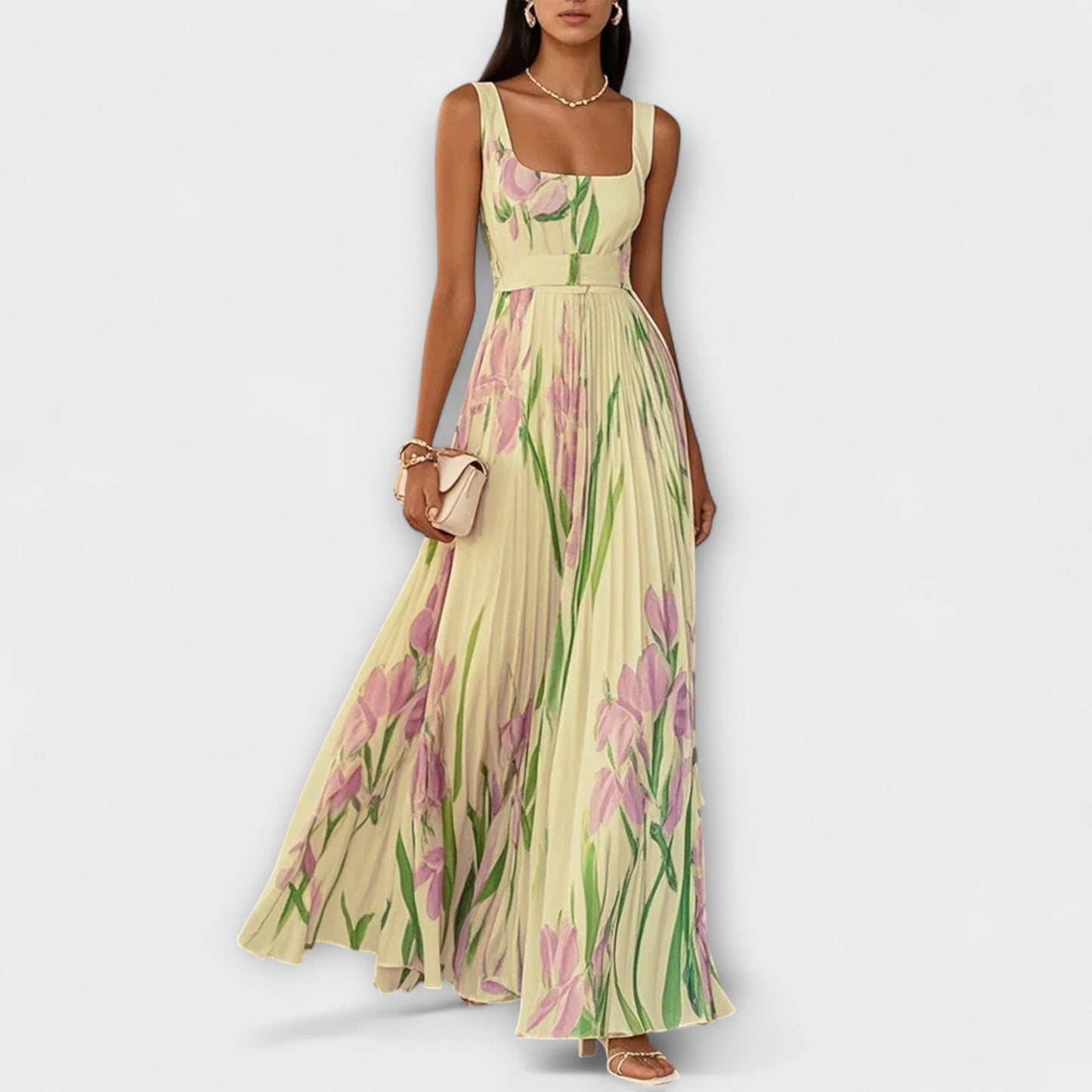 Vestido Luisa™️ – Elegancia Plisada y Estilo Floral