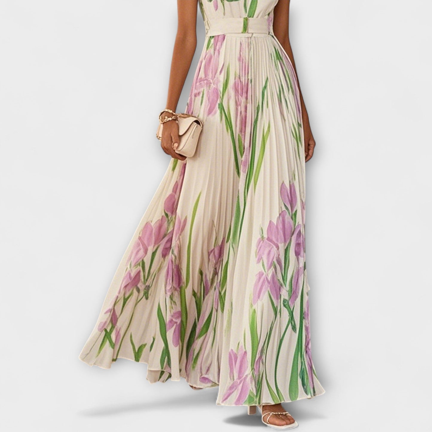 Vestido Luisa™️ – Elegancia Plisada y Estilo Floral