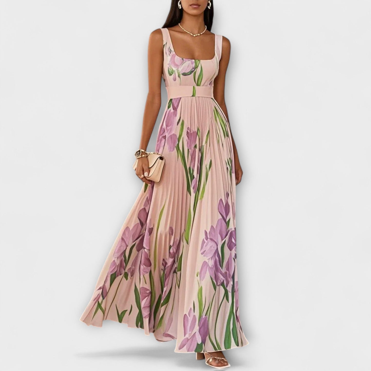 Vestido Luisa™️ – Elegancia Plisada y Estilo Floral