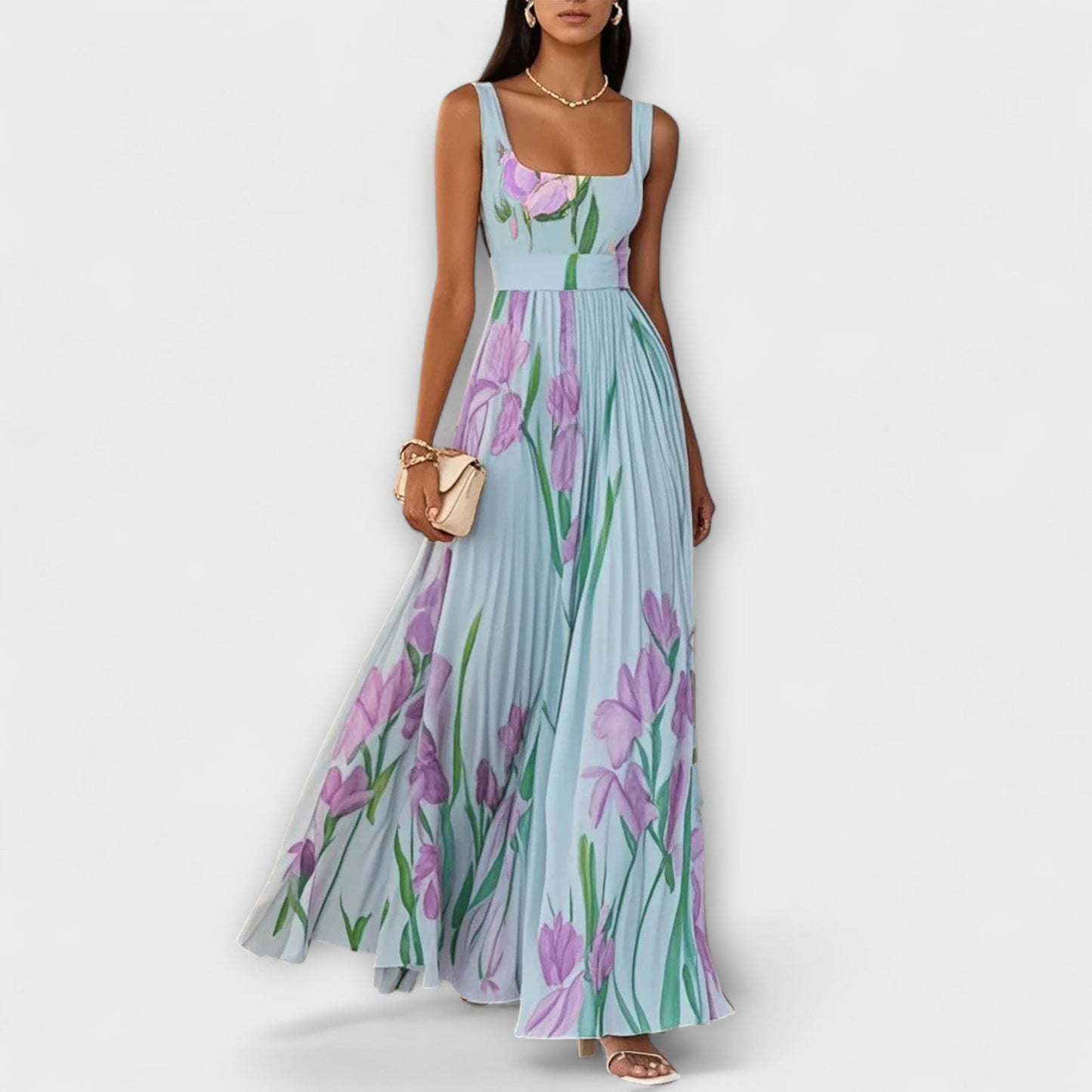 Vestido Luisa™️ – Elegancia Plisada y Estilo Floral