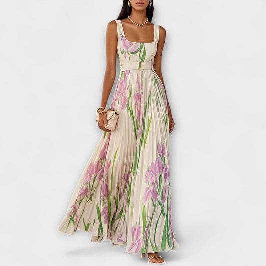 Vestido Luisa™️ – Elegancia Plisada y Estilo Floral