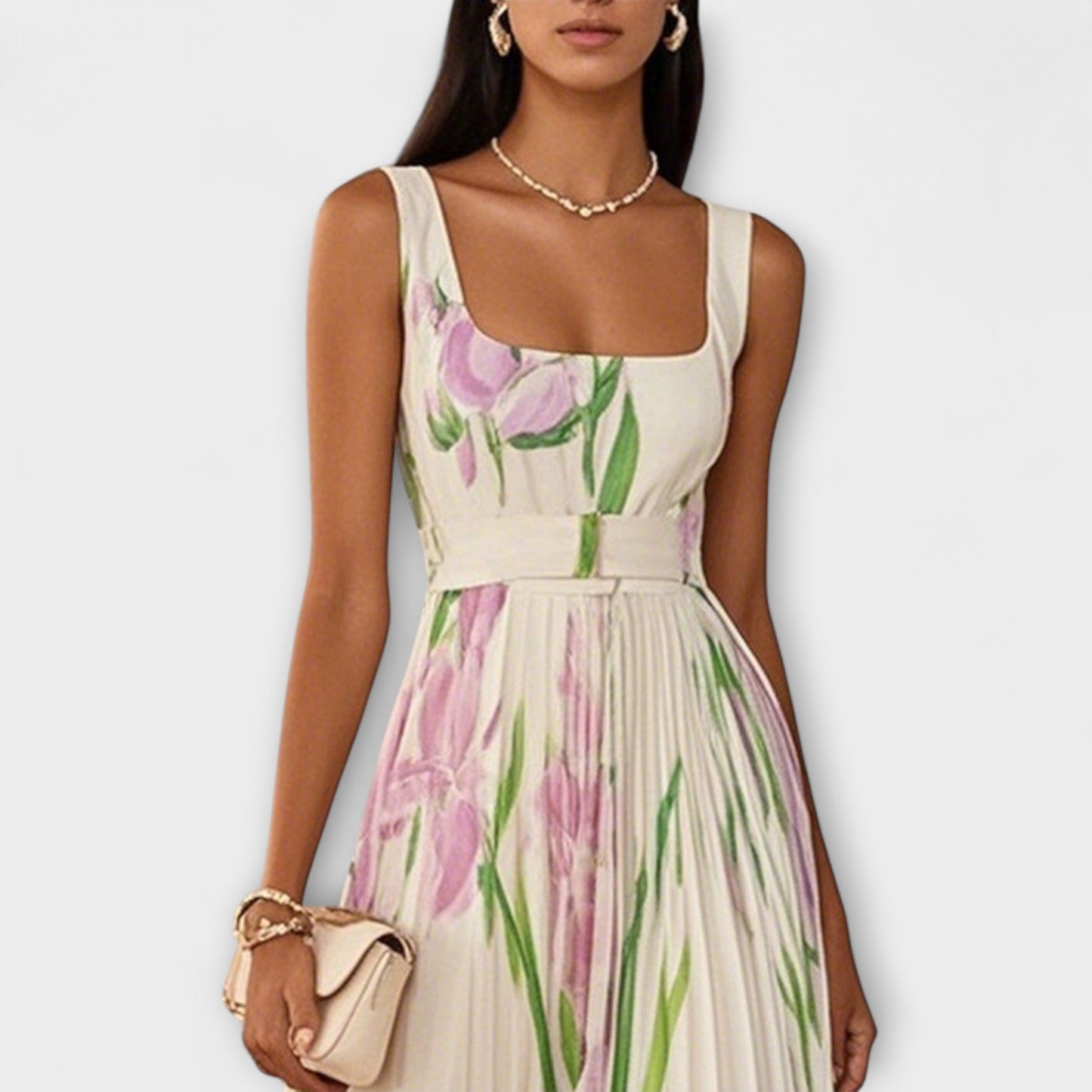 Vestido Luisa™️ – Elegancia Plisada y Estilo Floral