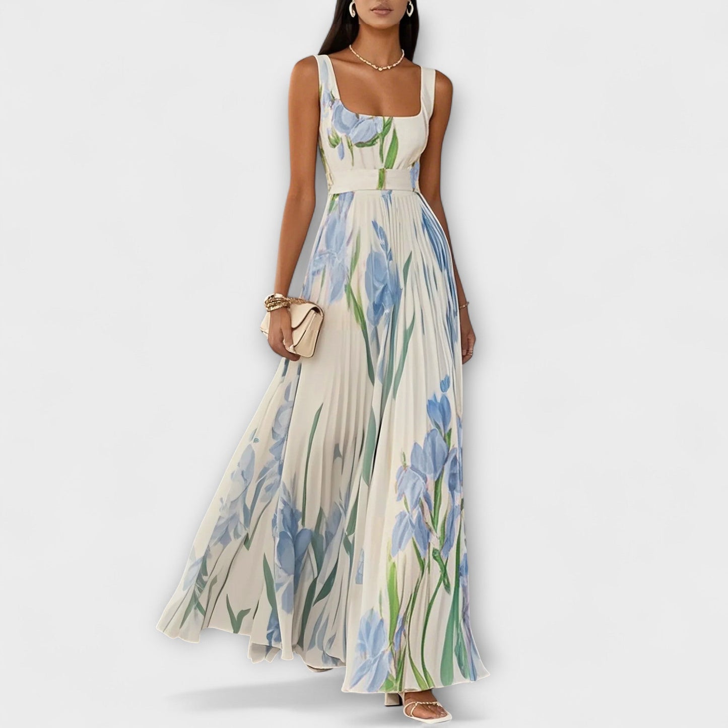 Vestido Luisa™️ – Elegancia Plisada y Estilo Floral