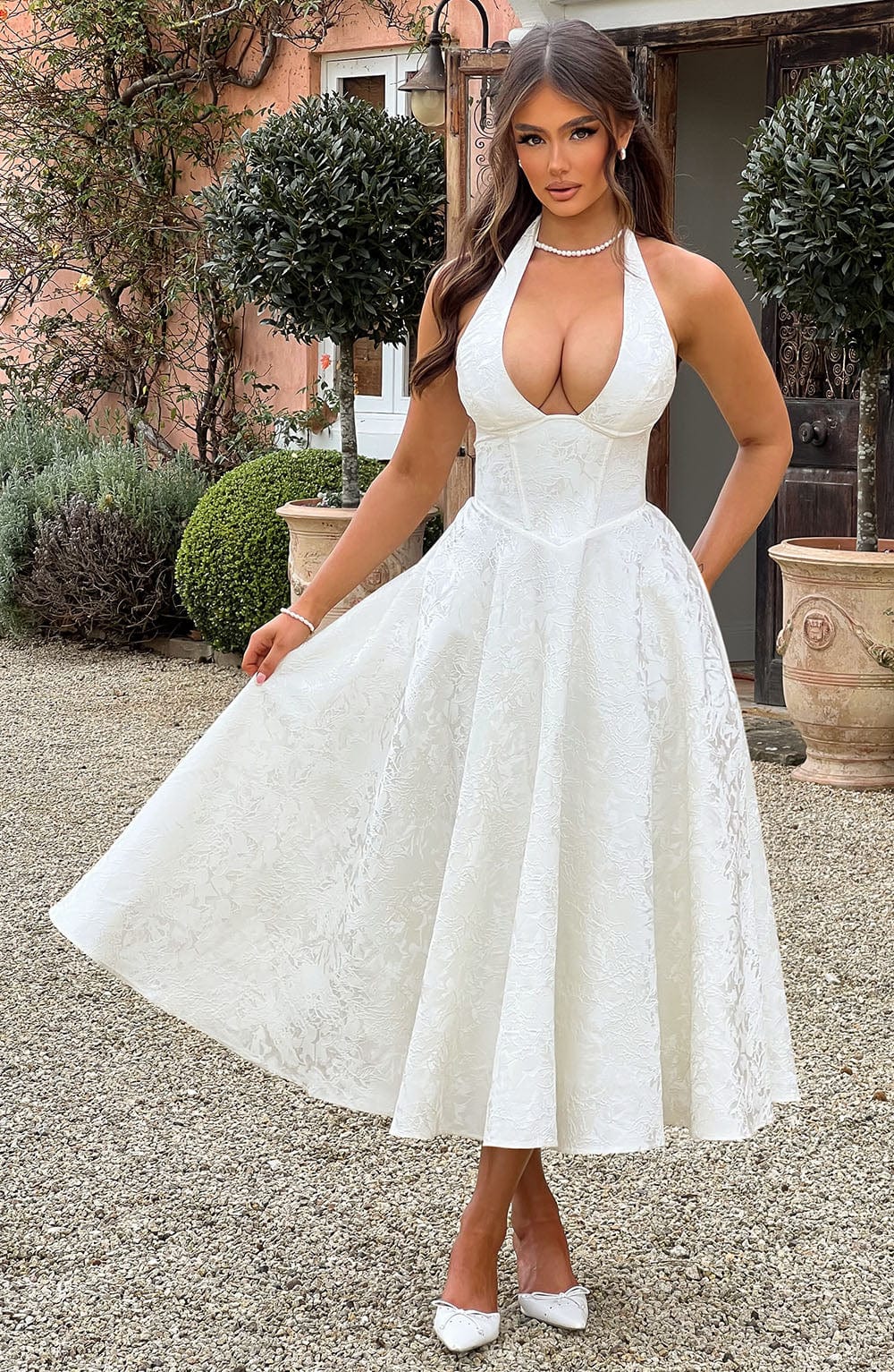 Esmeralda | Vestido Midi sin Mangas con Escote en Haltera