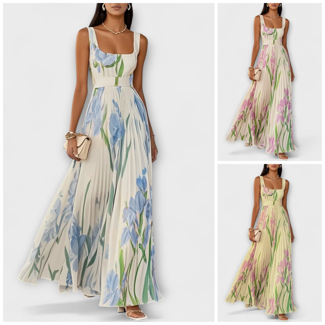 Vestido Luisa™️ – Elegancia Plisada y Estilo Floral