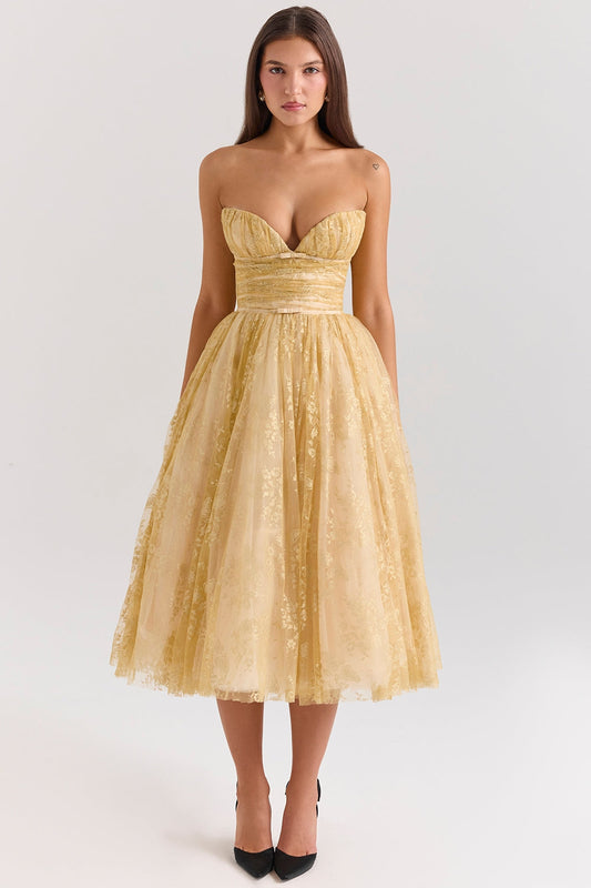 Vestido de corsé dorado Millie